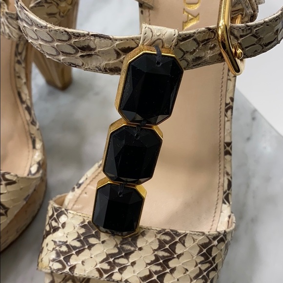 Prada Python, Cork/Wood Platform Heel - Picture 2 of 6
